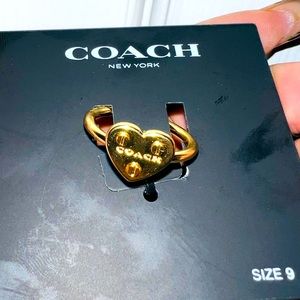 Coach Rivet Heart Ring Gold Brass